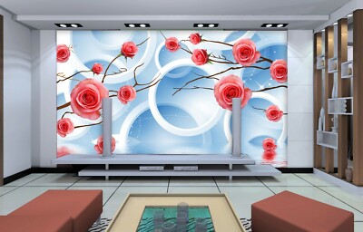 3D Flower Branch Rose 19301NA Wallpaper Wall Murals Removable Wallpaper Fay