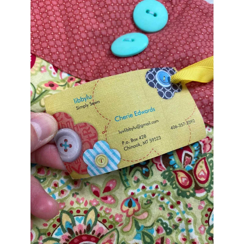 NWT Libbylu Women's Multicolored Floral Handmade Ruffle Kitchen Bib Apron - Image 3 of 4