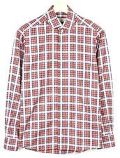 Eton Slim Formal Shirt Men US 38 Checked Collar Button Placket