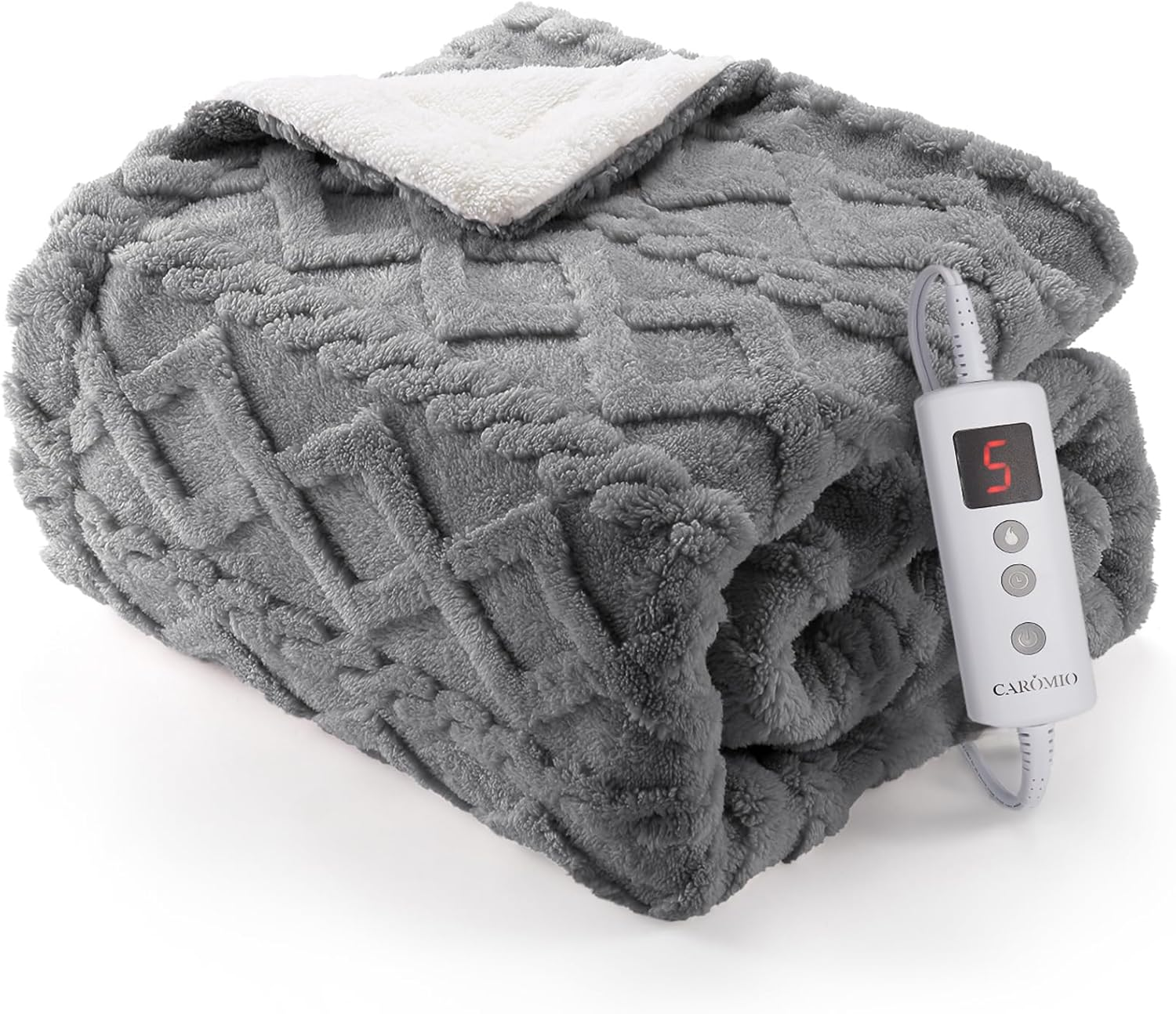 Heated Throw Blanket - Thick Tufted Sherpa Electric Blanket Throw with 10 Heatin