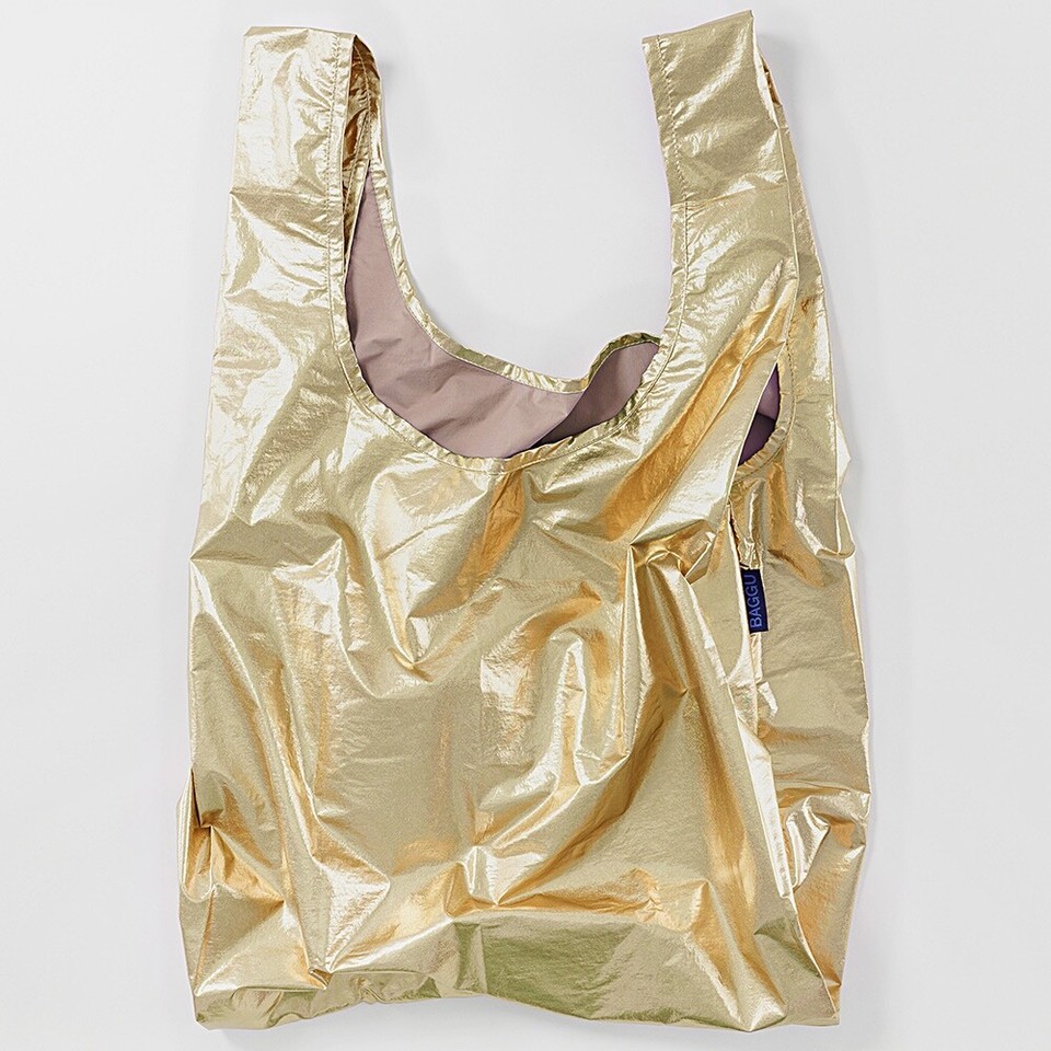 BAGGU STANDARD GOLD Metallic Reusable Tote Shopping Bag Limited