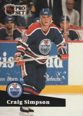 Pro Set 1991 NHL Card Edmonton Oilers #69 Craig Simpson 