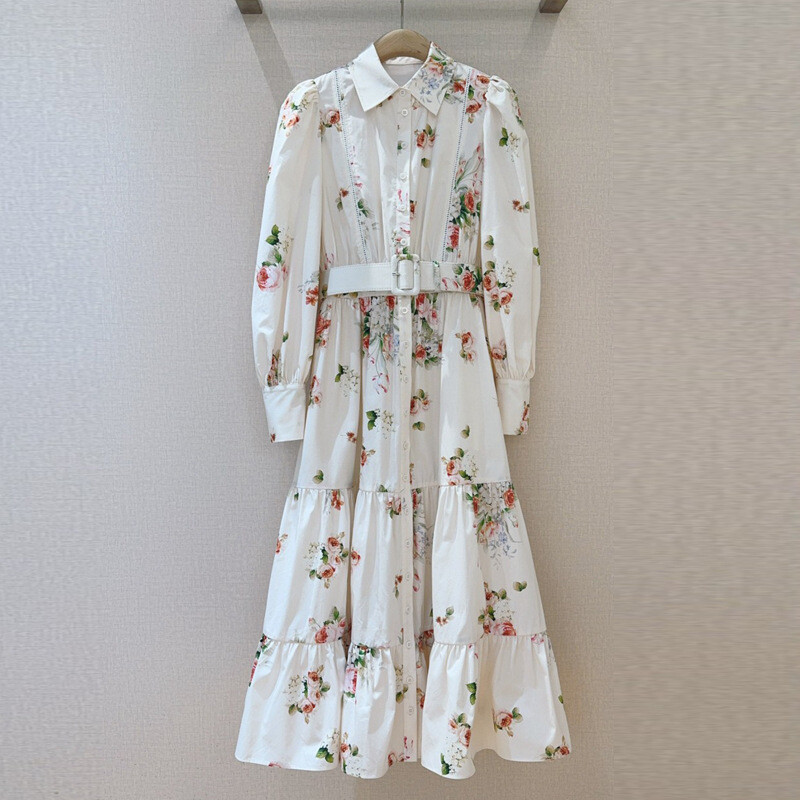 Spring 2025 Women's Floral Lapel Collar Cotton Long Sleeved Elegant Long Dress | eBay Spring 2025 Women's Floral Lapel Collar Cotton Long Sleeved Elegant Long Dress | eBay