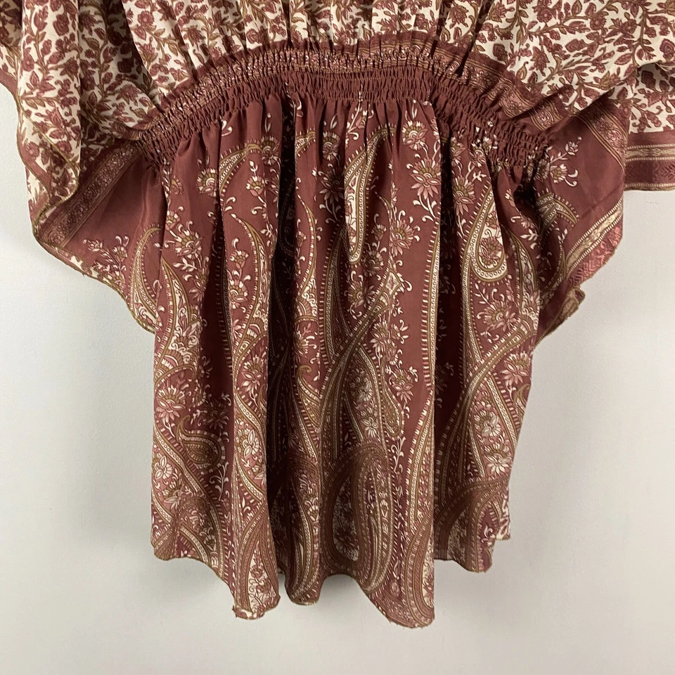 Blusa Sacred Threads Talla OS Floral Cachemira Campesina Top Boho Cintura Calada Foto 3 de 4