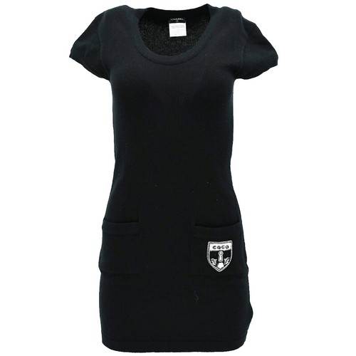 Chanel Employee Uniform Black Short Sleeve Textured Top Size Small