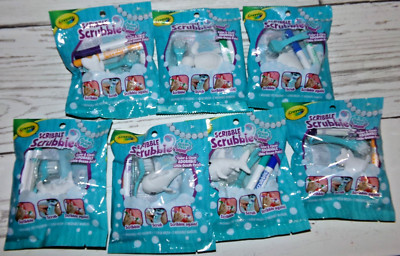 7 Crayola Scribble Scrubbie Ocean Pets New/Sealed Coral, Tobi, Shelly