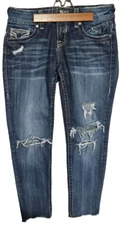 Vigoss Distressed Womens Jeans Size 7/8 The Chelsea Skinny 27" Waist Low Rise