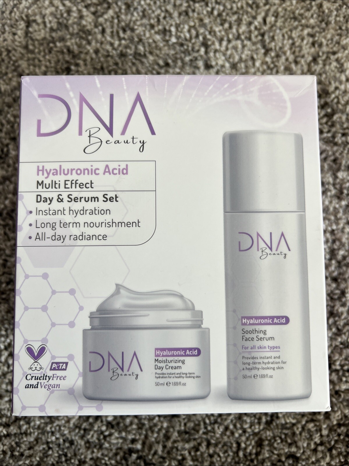 DNA Beauty Hyaluronic Acid Soothing Face Serum Combo Hydration Radiance Vegan