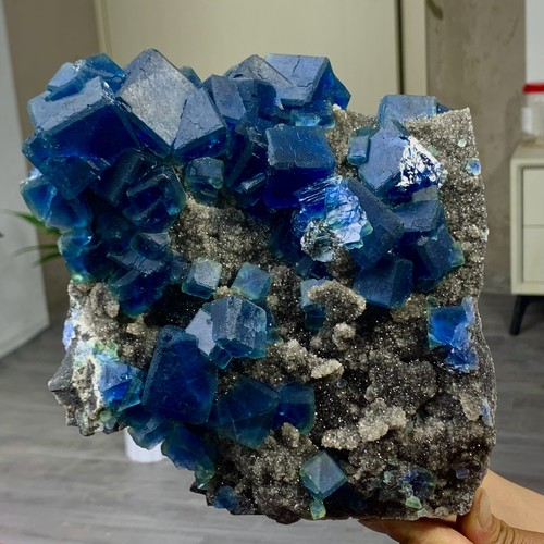 7.23LB Natural BLUE Cube Fluorite Mineral Crystal Specimen/China - 第 17/24 張圖片