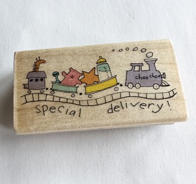 Special Delivery BABY Announcement TRAIN RUBBER STAMP UPTOWN E23024 David Walker