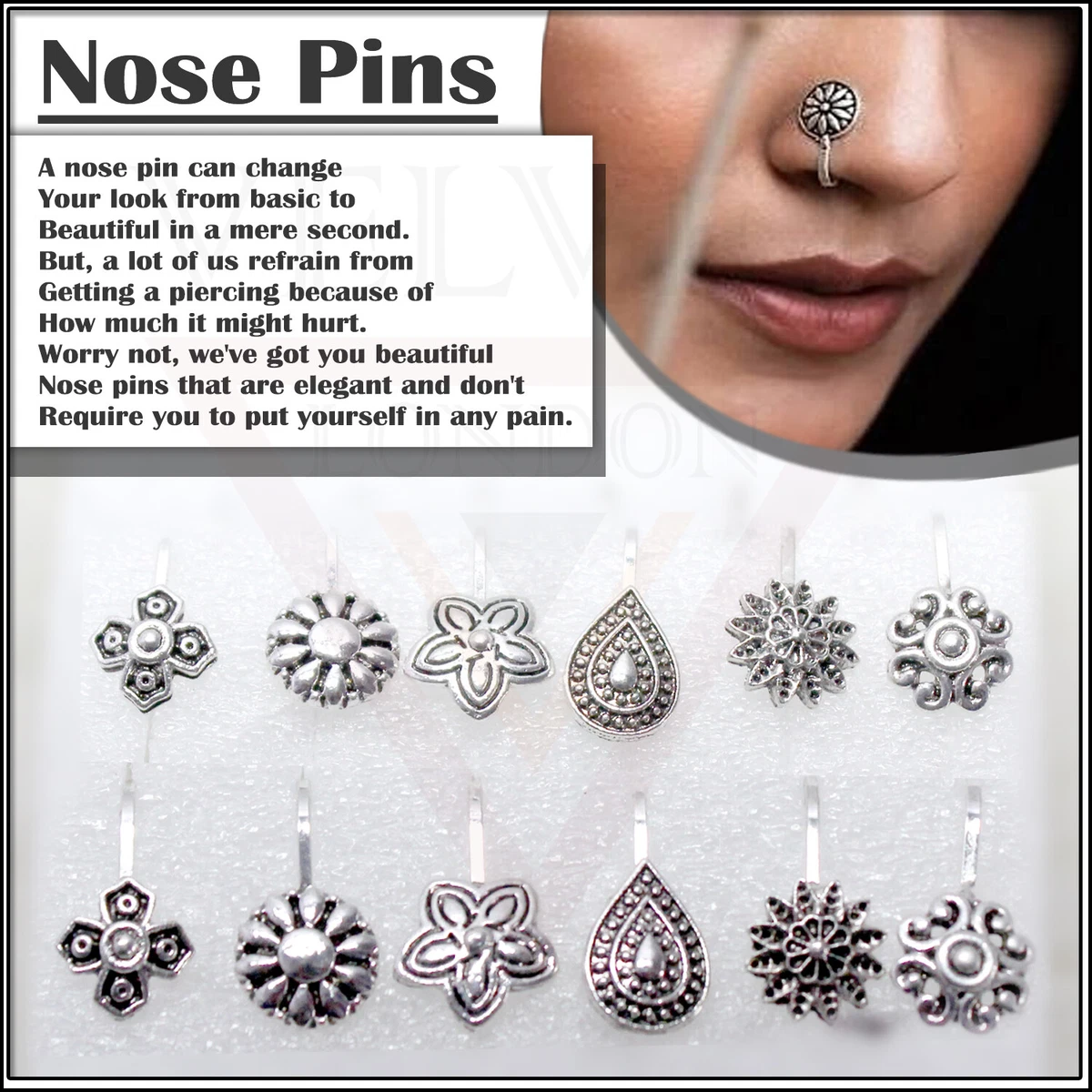 Oxidised nose pin for pierced deals nose