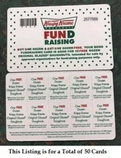 LOT OF 50 *Krispy Kreme Cards - Buy One Get One Dozen FREE - 10 Offers Per Card*
