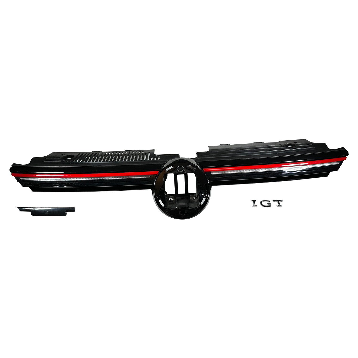 New Black Front Bumper Upper Grille With Led Trim For 2020-2024 VW Golf GTI MK8