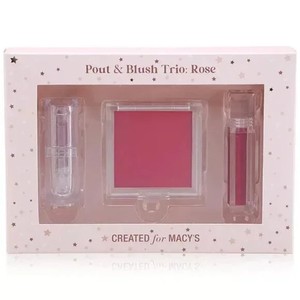 Macy's Makeup Set Pout & Blush Trio Blush Lipstick Lip Gloss, Rose Pink 3 Pc NEW