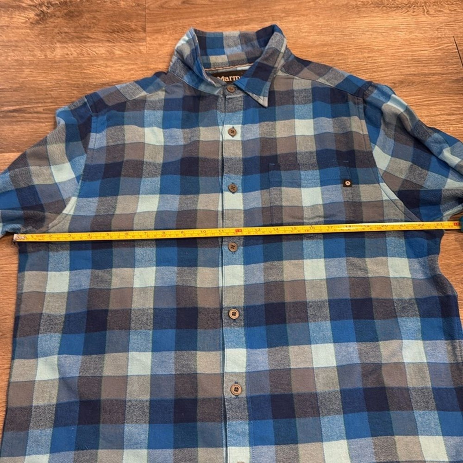 Marmot Performance Flannel Button Down Shirt Blue… - image 6