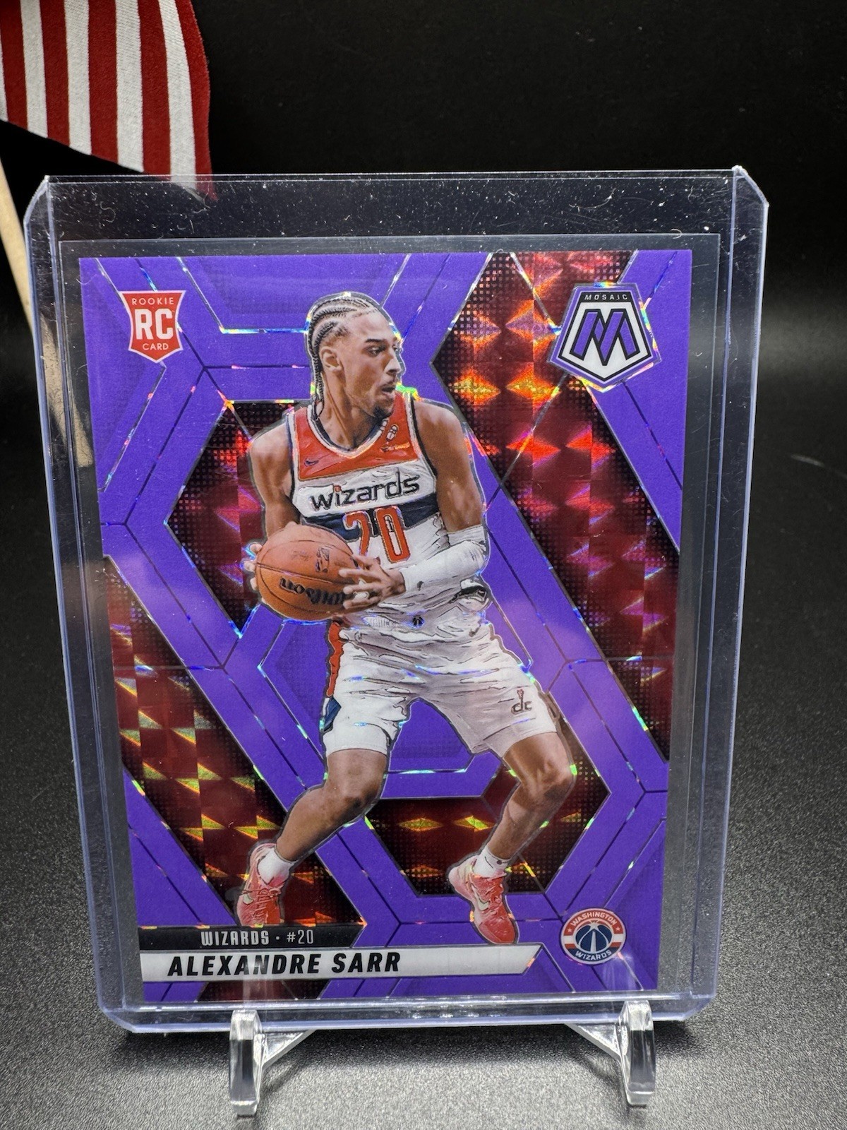 2024-25 Panini Mosaic RC Alexandre Sarr #216 Fluorescent Purple Mosaic #/249