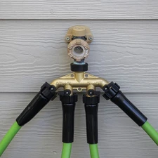 Expert Brass 4-Way Hose Faucet Manifold,Adjustable Flow