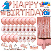 Geburtstagsdeko Girlande Konfetti Luftballons 13-Teilig Rosegold Party Deko
