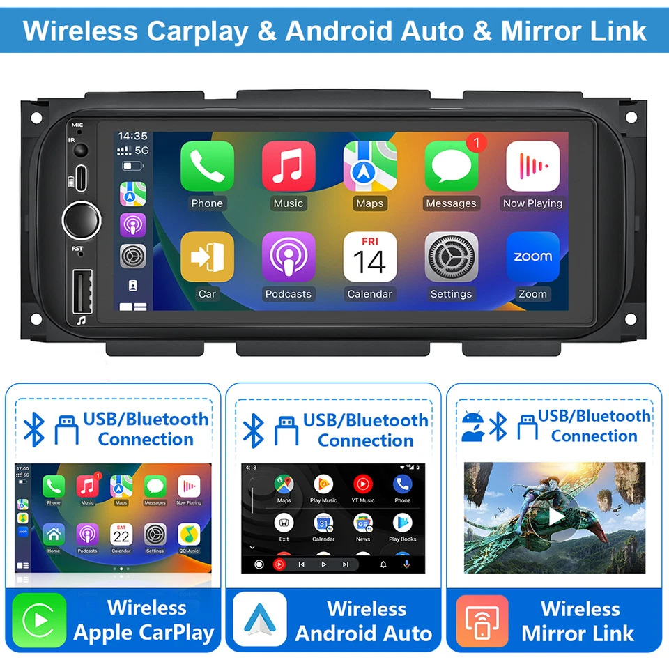 Radio estéreo GPS WiFi para Chrysler Sebring Android 14 2001-2006 navegación CarPlay Foto 4 de 4