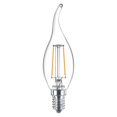Philips LED Filament Lampe Windstoß Kerze 2W = 25W E14 klar 250lm warmweiß 2700K