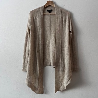 Aqua Cashmere Open Front Cardigan 100% Cashmere Beige Tan size small