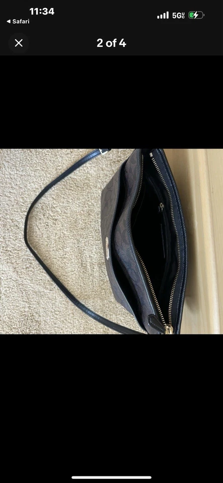 Bandolera Coach para mujer mediana vintage de cuero marrón oscuro y negro Foto 2 de 4