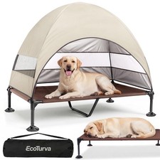Elevated Dog Bed with Canopy - 3-Sided UV Protection Pet Tent with Wider Shad...