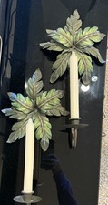 Palm leaf Metal Wall Sconce Candle Holders Se...