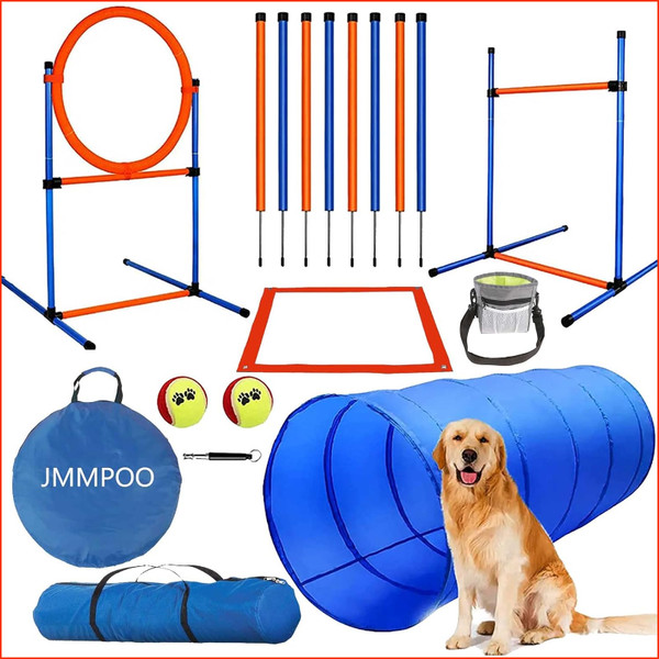 Agility Set 65-Teilig Hundetraining Mit Tunnel, HüRden, Slalomstangen Und-image