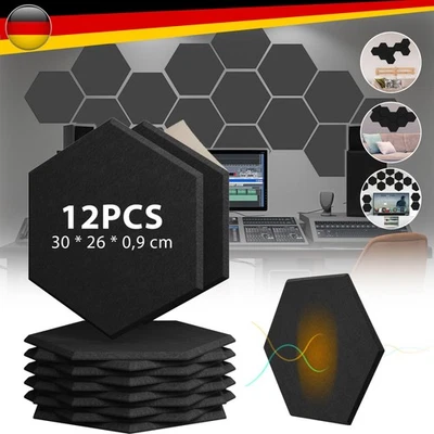 MARKENLOS Hexagon Akustikplatten Selbstklebend, Sonic Acoustics 12Stücke Akustikpaneele .