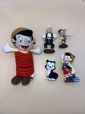 Disney Pinocchio Figure Toy Bundle Cake Topper Geppetto Figaro Cat Vintage