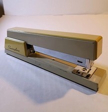 vintage Swingline 767 stapler 2 tone gray/tan tested in good working order USA