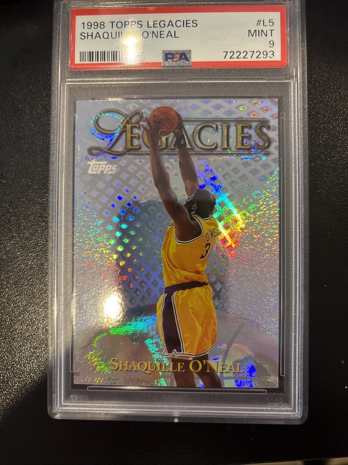Shaquille O'Neal #L5 Basketball Cards 1998 Topps Legacies trading card — raw and PSA graded price guide