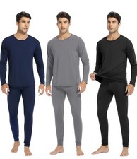 3 Pack Men's Thermal Set Fleece Lined Long Johns Thermal Underwear Base Layer S