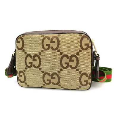 Gucci Jumbo GG Messenger Crossbody Bag ebony red green web stripe