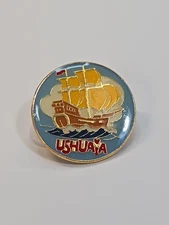 Ushuaia Travel Souvenir Lapel Pin Tierra del Fuego Argentina Sailing Ship