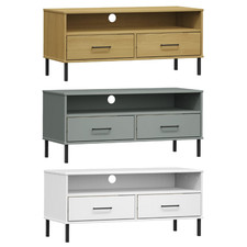 TV-Schrank Fernsehschrank Fernsehtisch Tisch mit Metallbeinen Massivholz Kiefer