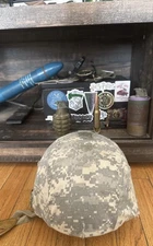 US GI Armor Source OD Level III Ballistic Combat Helmet Low-Cut Medium Used A101