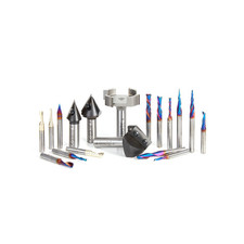 Amana Tool AMS-222 18-Pc Signmaking CNC Router Bit Set, 1/4 & 1/2 Inch Shank