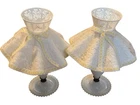 Vintage Milk Glass Hobnail Boudoir Lamps Set Of 2 10”  With Shades Tested