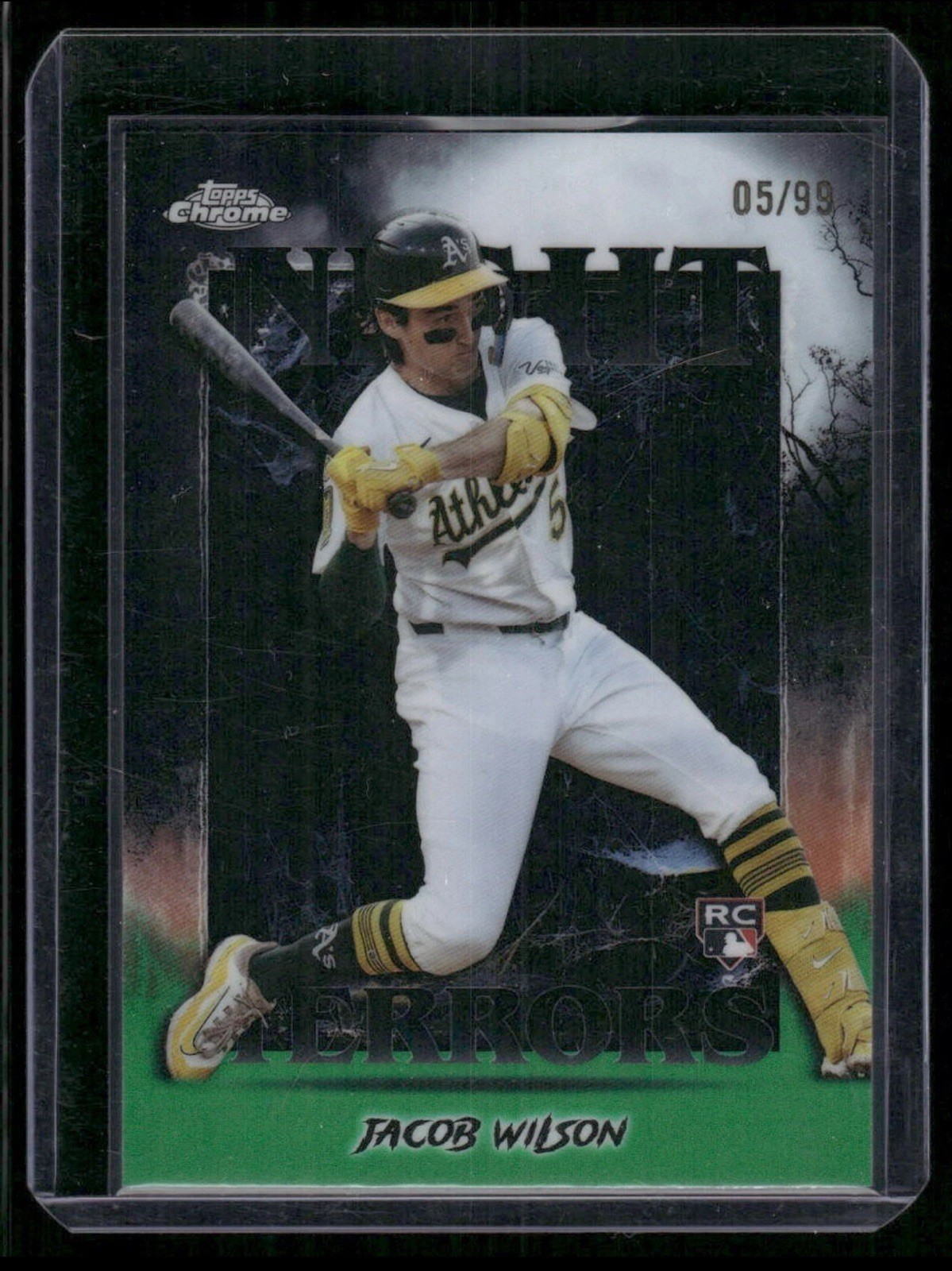 JACOB WILSON 2025 Topps Chrome Update NIGHT TERRORS RC Green /99 Jersey Match