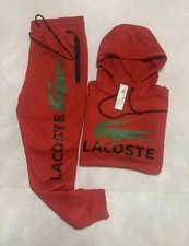 Lacoste Unisex 2pc Fleece Logo Hoodie Tapered Jogger Pants Set Sz S up to 4x