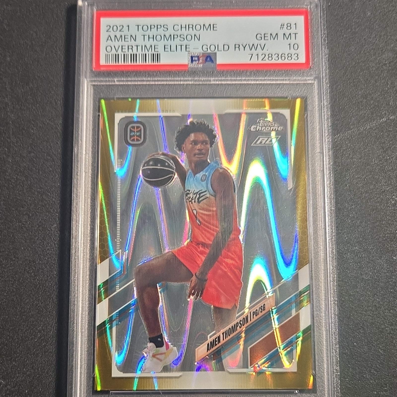 2021-22 Topps Chrome OTE Overtime Elite - Amen Thompson #81 Gold RayWave/50 (RC)
