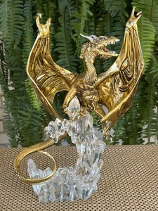 Franklin Mint Gold Dragon Guardian of the Crystal Cave sculpture Michael Whelan