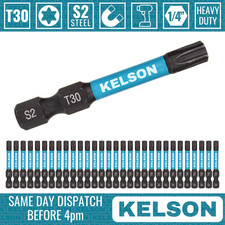 30 x T30 Torx 50mm 2" Impact Screwdriver Bits Magnetic 1/4" Universal KELSON