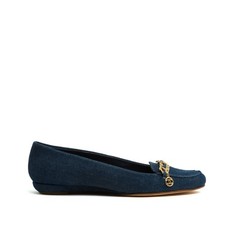 Chanel Ballerines Mocassins Jean EU38 Denim and Chain CC Flats Loafers UK5 US7.5