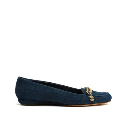 Chanel Ballerines Mocassins Jean EU38 Denim and Chain CC Flats Loafers UK5 US7.5 - Photo 1/4