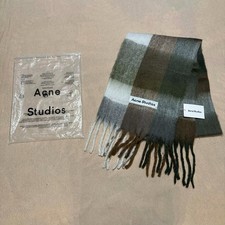 Acne Studios Vally Large Check Scarf Brown Alpaca Wool NWT Italy