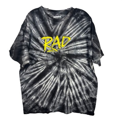 Etnies x Rad Racing Tie Dye T-Shirt Mens XL Black Grey Yellow BMX Skate Tee