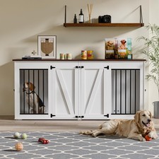 71 Inch Dog Crate Furniture for 1 or 2 Dogs Double Kennel TV Stand End Table